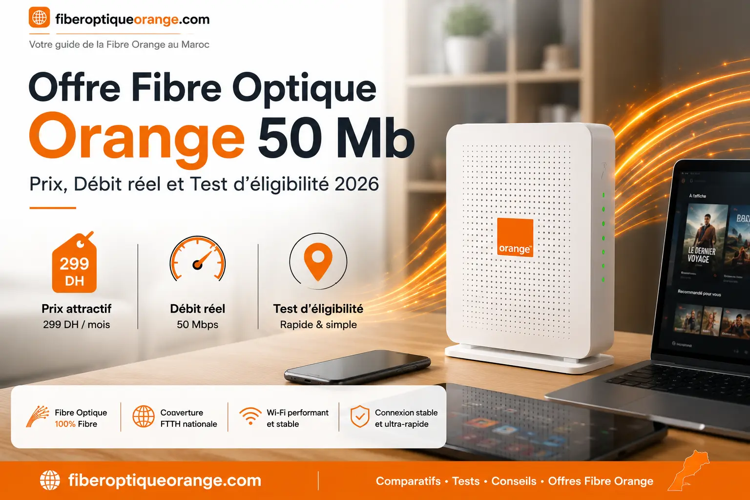 Offre Fibre Optique Orange 50 Mb : Prix, Débit réel et Test d’éligibilité 2026